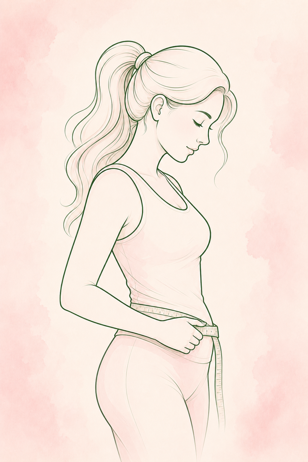 Woman represented in soft line art for personalised obesity and metabolic care