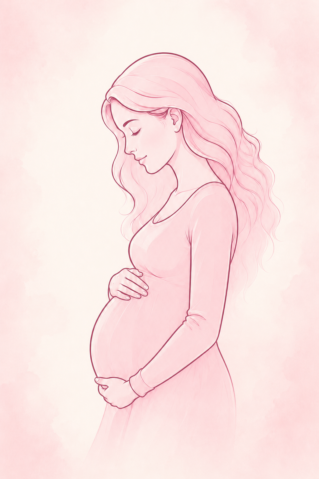 Soft line-art illustration representing pregnancy care